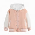 thumbnail image 2 of Karoyedx Varsity Jacket Kids Kids Varsity Jacket Girls Boys Baseball Jacket Bomber Coat School Uniform with Hooded Pink Size,3-4 Years, 2 of 5