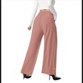 thumbnail image 2 of Pantalones de Traje Anchos para Mujer, Holgados, de Cintura Alta Elástica, Informales, Largos, Color Rosa, Talla XL, 2 of 7