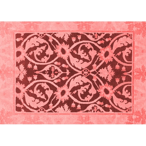 Ahgly Company Machine Washable Indoor Rectangle Abstract Red Modern Area Rugs, 7' x 10'