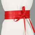 thumbnail image 5 of Women Obi Waist Belt Faux Leather Wide Wrap Around Bowknot Belt Ladies Waistband Belts for Dress, 5 of 7