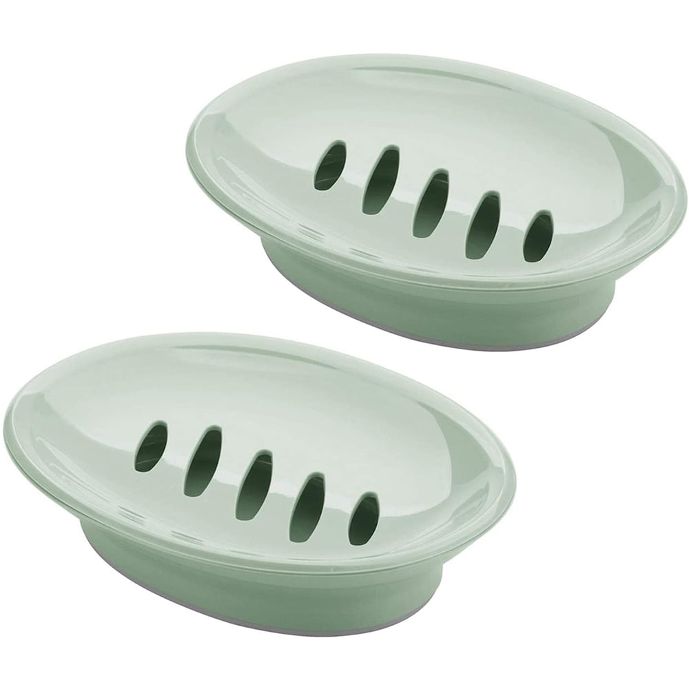 Wavy Soap Saver for Bathroom Countertops in Dark Gray Plastic Soap Dish 