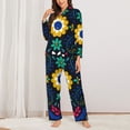 thumbnail image 2 of Fotbe Colorful Mexican Flower Pattern Long Sleeve Pajama Set for Women,Sleepwear Set,2-piece Loungewear Set,Soft PJs Comfy Nightwear with Pockets -Medium, 2 of 7