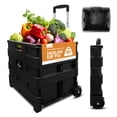 thumbnail image 1 of Inspired Living Carro utilitario plegable ultradelgado Pack-N-Roll de 2 ruedas con mango telescópico - Súper fuerte con capacidad de carga de hasta 80 libras, color negro, 1 of 6