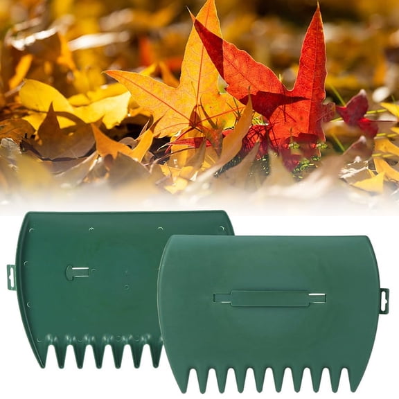 2Pcs Leaves Grabber,Handheld Hazelnut Leaf Scoop, Garden and Lawn Hand Rakes Leaf Grabber, Plastic Leaf Scoops for Picking Up Grass Clippings, Leaves(Green)