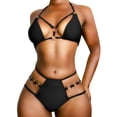thumbnail image 4 of CAICJ98 Plus Size Swimsuit Women's Bathing Suits Drawstring Tie Side Shorts 2 Piece Swimsuit Black,S, 4 of 5