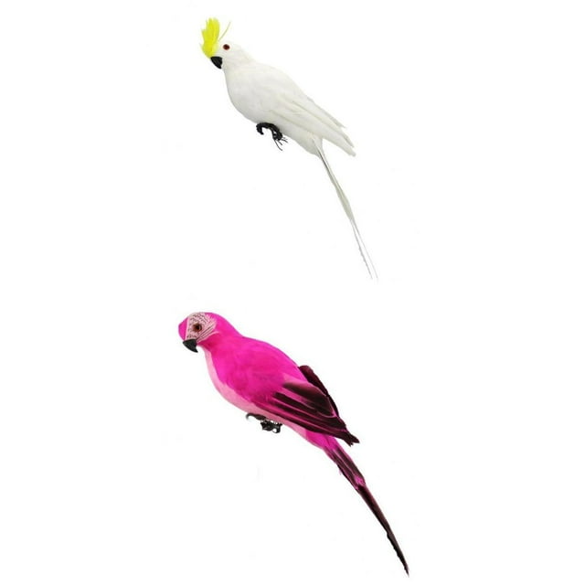 Estatua de de simulación de 2 piezas para la decoración para hogar Accesorios de fotografía Rosenrot + Weiß mit Gelb DYNWAVEMX Estatua de loro de simulación