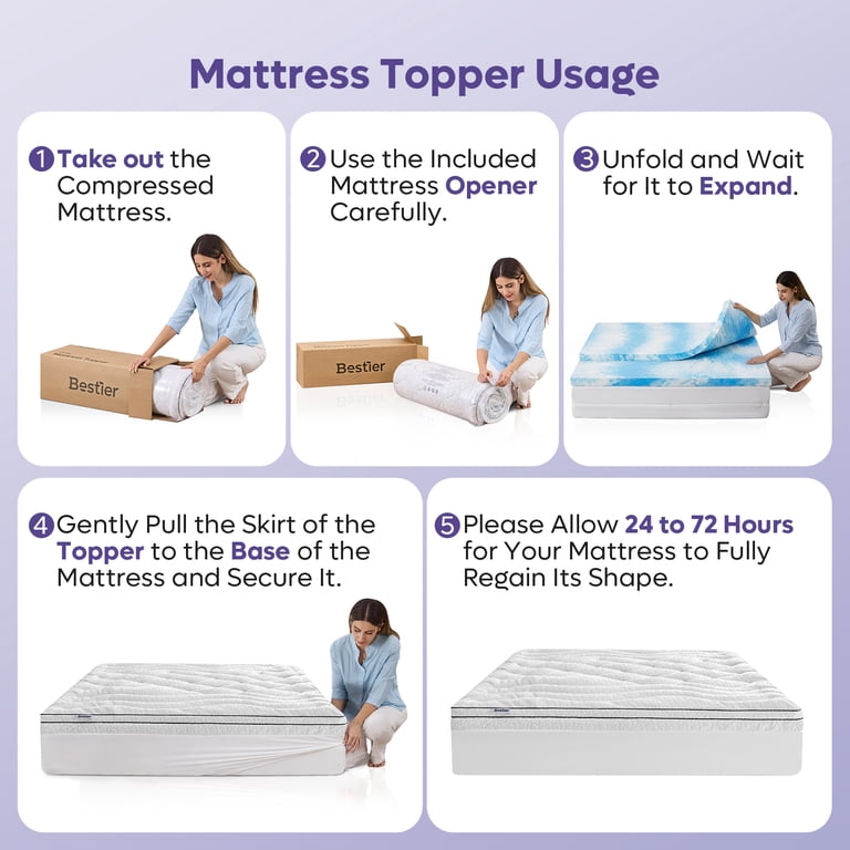 Bestier 3 Inch Dual Layer Mattress Topper, Twin-XL, White photo 5
