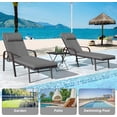 thumbnail image 5 of ALAULM Patio Chaise Lounge Sets Outdoor Armchair Recliner Rattan Adjustable Back 3 Pieces Cushioned Patio Folding Chaise Lounge with Folding Table, 5 of 8