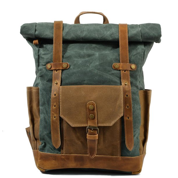 Mochila para ordenador portátil de moda, mochila escolar impermeable, mochila de viaje al aire libre para hombres/mujeres, mochila para acampar y senderismo, lona marrón