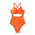 thumbnail image 2 of Womens Hollow Out Backless One-Piece Swimsuit Bikini Tight Swimwear for Beach Orange L, 2 of 6