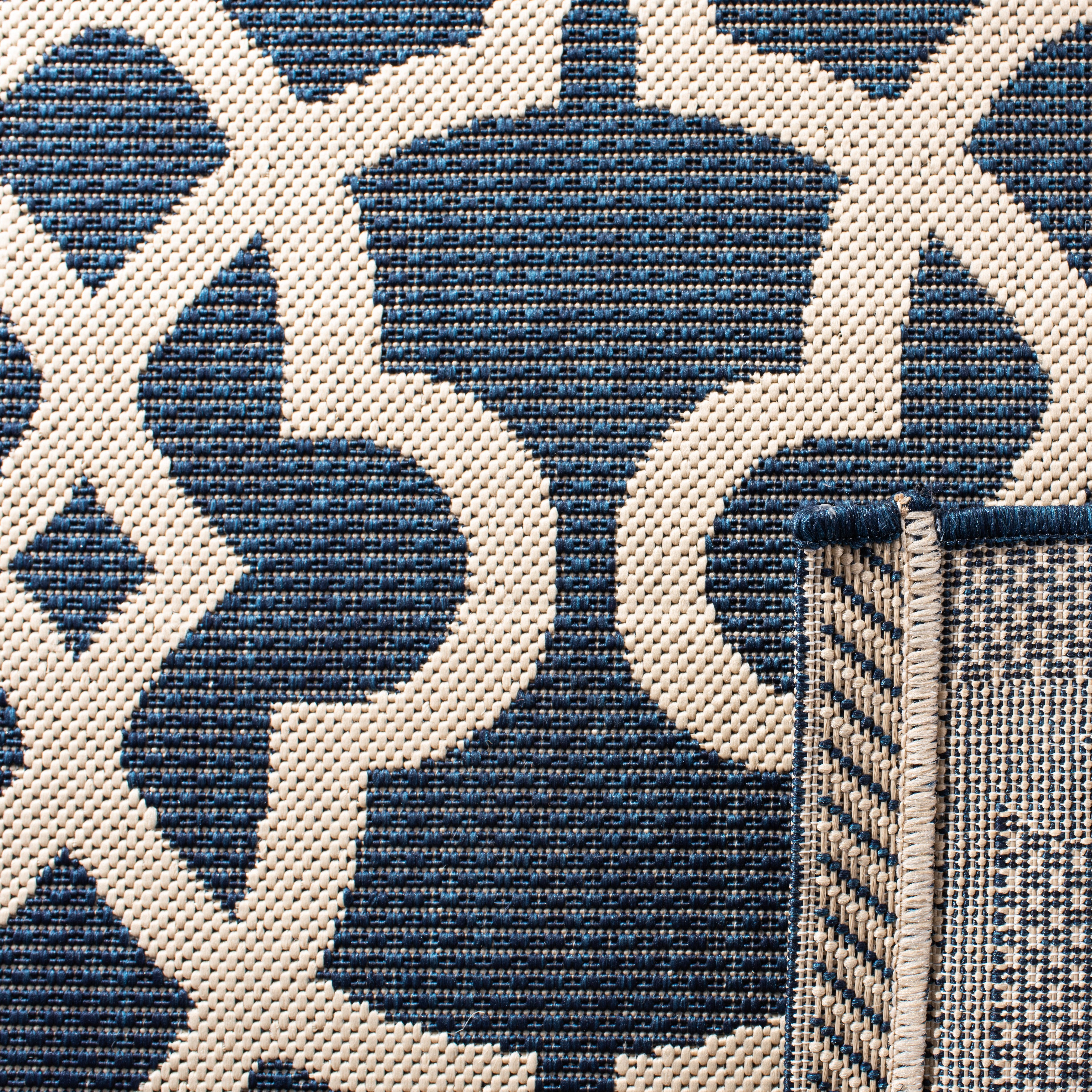 Safavieh Courtyard Carlos Oriental Indoor/Outdoor Area Rug, Navy/Beige, 6'7" x 9'6"