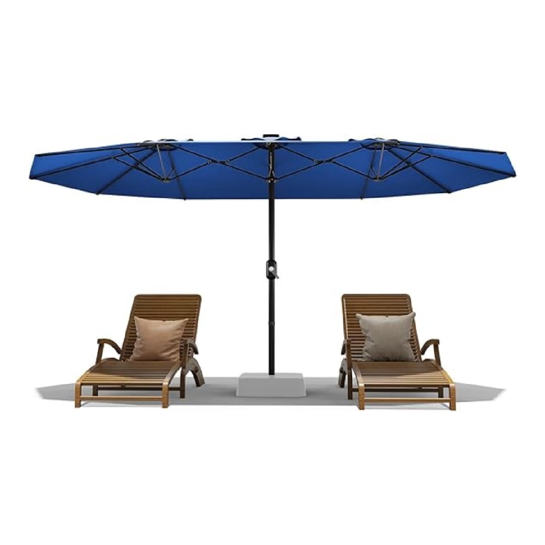 13FT Outdoor Umbrellas for Patio, Double-Sided Rectangular Patio Umbrella Market Umbrella with Base Waterproof and Windproof Fade Resistant Canopy for Deck Pool Garden Backyard