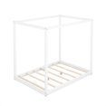 thumbnail image 6 of Queen Size Canopy Bed Frame,4-Post Canopy Platform Bed Frame with Headboard and Support Legs,Wood Full Bed Frame for Kids Teens Adults, No Box Spring Needed,Easy to Assemble,White, 6 of 8