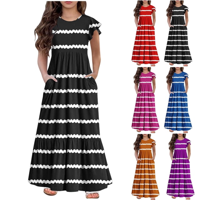 Tranfacy Robes d'Été pour Filles, Robes pour Petites Filles, Robe de Princesse pour Enfants Style Mode Sans Manches à Col Rond Robe de Fille