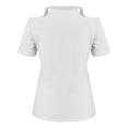 thumbnail image 3 of Gibobby Playeras Deportivas Blusa de manga corta con estampado de diente de león y cuello en V de verano para mujer（Blanco， XL), 3 of 5