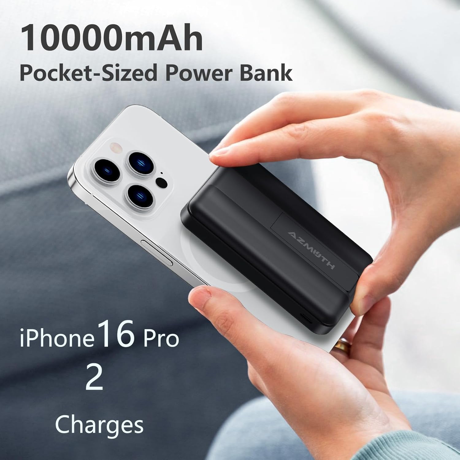 Wireless Portable Charger with Stand, Slim 10000mAh Magnetic Power Bank for Magsafe, 22.5W Fast Charging Battery Pack Compatible with iPhone 17/16/15/14/13/12 Series