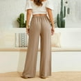 thumbnail image 4 of WTXUE Wide Leg Pants, Bell Bottoms Women's Linen Waisted Buckle Pants Elegant Pockets And Casual Court Pants Stylish Elegant And Comfortable, Palazzo Pants Slacks, Khaki, 4 of 8