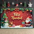 thumbnail image 6 of Red Theme Christmas Banner Gold Font Feliz Navidad Banner Christmas Tree Decor Gift Boxes Holiday Banner for Christmas Party Home Decoration Photo Backdrop, 6 of 8