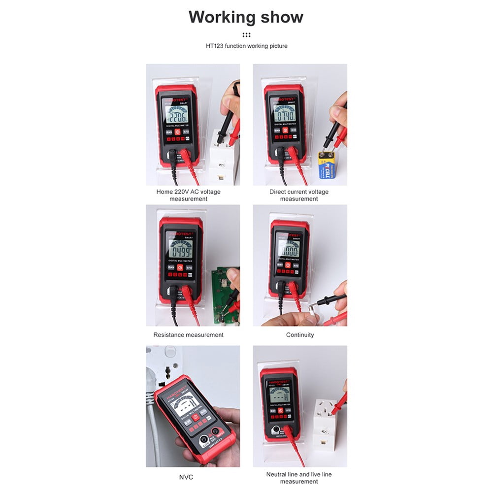 Ht123 Digital Multimeter, 2000 Counts Multimeter Meter, Measures Ac/Dc Voltage
