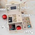 thumbnail image 3 of Jewellery Box, 3 Layers Pu Leather Jewelry Storage Box With Mirror And Lock, Drawer Type, For Storing Rings, Bracelets, Earrings, Necklaces, Synthetic, 3 of 5