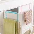 thumbnail image 2 of Storage Dish Towel Holder,Plastic Wire Over Cabinet Towel Rack Storage Organizer,Hang on Cabinet or Door,Towel Bar Holder for Kitchen - Holds Hand Towels, Washcloths - Spira Collection(Green), 2 of 7