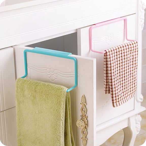 Plastic Over Kitchen Cabinet Towel Bar Rack, Hang on Inside or Outside of Doors, Storage and Organization for Hand and Dish Towels, Tea Towels Blue by Toyeng