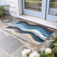 thumbnail image 2 of Blue Beige Ombre Doormat Outdoor Entrance 20"x31.5", Moire Geometric Abstract Modern Absorb Moisture Dirt Door Mats, Non-Slip Rubber Backing Floor Mats Indoor, Low-Profile Front Door Rugs, 2 of 9
