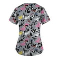 thumbnail image 2 of Nursing Uniforms for Women,V-Neck Scrub Tops with Animal Pattern - Wrinkle-Resistant Nursing Uniform with Pockets - Dark Gray - XXXXXL, 2 of 5