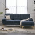 thumbnail image 2 of Sectional Sofa Couch,L-Shape Sofa Couch with Chaise,Simple Stylish 3-Seat Sofa for Living Room,Apartment,Office,Gray - Blue, 2 of 7