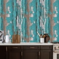 thumbnail image 2 of Peel and Stick Wallpaper Wooden Wall Peeling Turquoise Paint Natural Wood Accents Wall Mural 17.7in x 9.8ft Self Adhesive Removable Wall Paper Renter Friendly Wallpaper for Nursery Bedroom Cabinets, 2 of 8