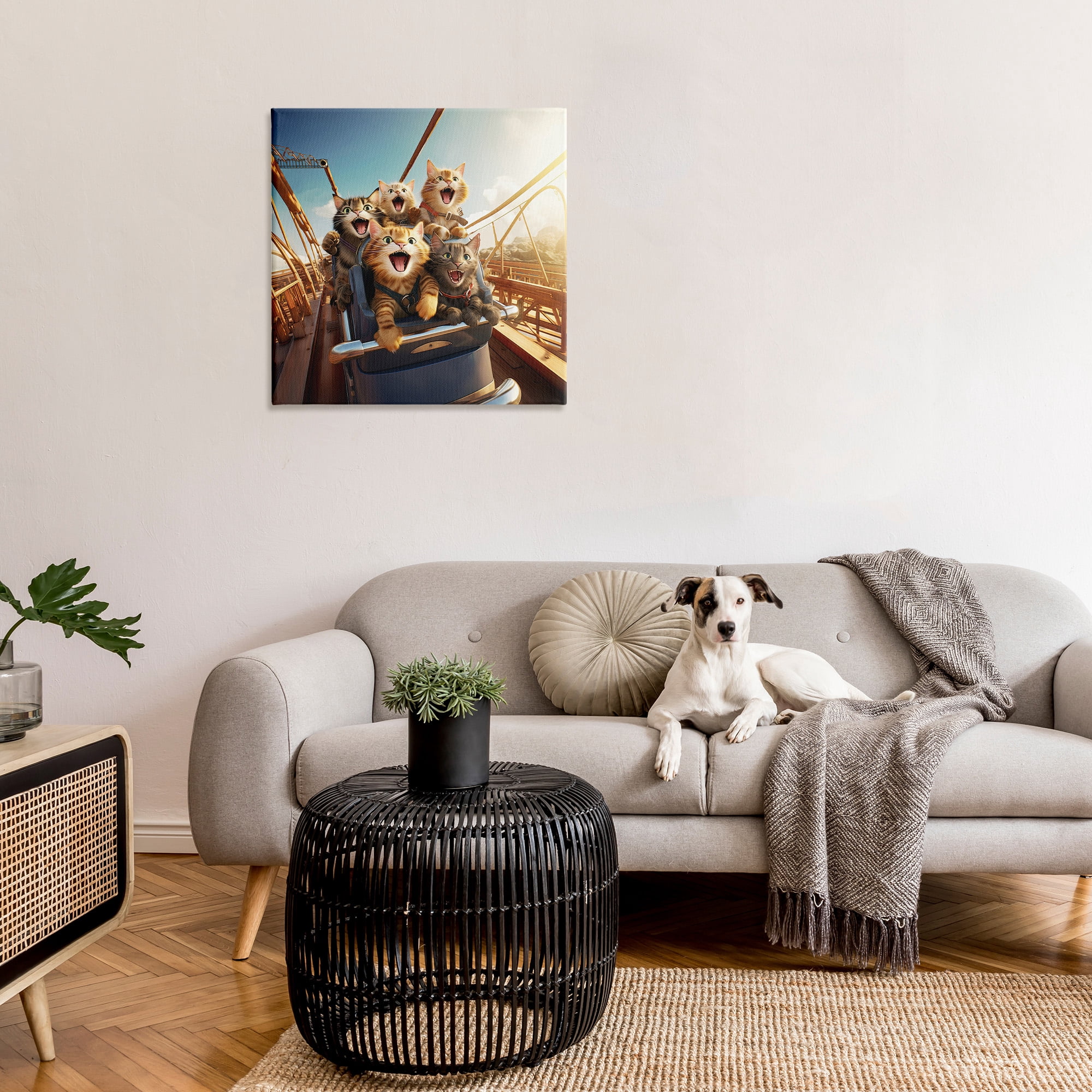 Stupell Industries Cats on Rollercoaster Animals & Insects Painting Gallery Wrapped Canvas Art Print Wall Art, 30 x 30