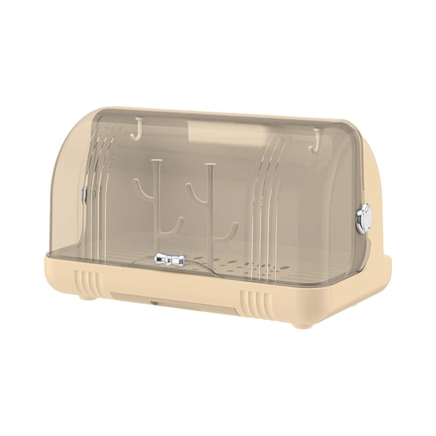 Estante de almacenamiento de tazas de escritorio con cubierta transparente, organizador de platos y cuencos, escurridor Color crema