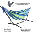 thumbnail image 3 of Double Hammock with Stand Included 450lb Capacity Steel Stand, Premium Carry Bag Included.Indoor Outdoor Brazilian-Style Cotton Bed for Backyard, Camping,Garden,Green, 3 of 6