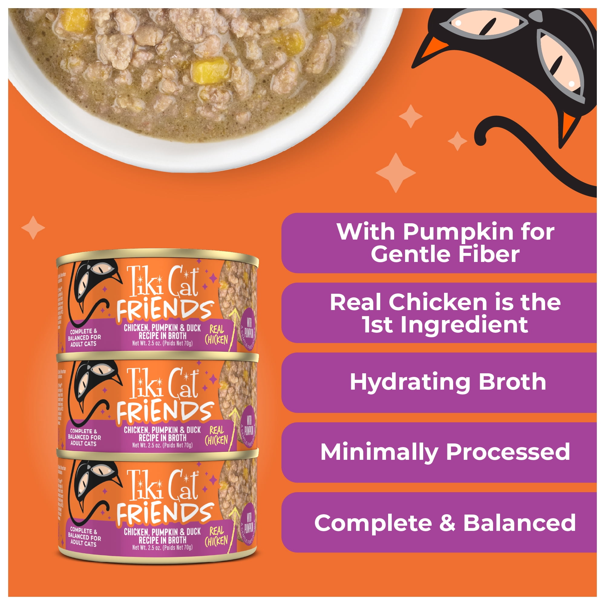 (12 pack) Tiki Cat Friends Chicken, Pumpkin & Duck, 2.5 oz. Can