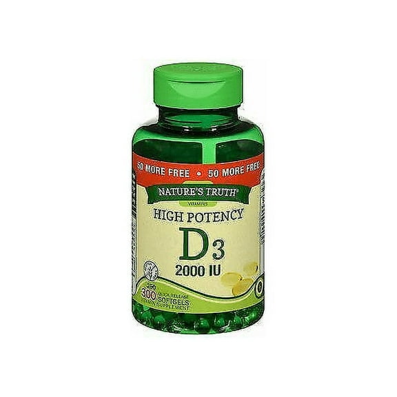 Nature's Truth High Potency Vitamin D3 2000 IU Quick Release, 300ct, 3-Pack