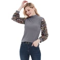 thumbnail image 3 of Women's Confetti Sequin Balloon Long Sleeve Mock Neck Pullover Sweatshirt, Grey, Medium, 3 of 5