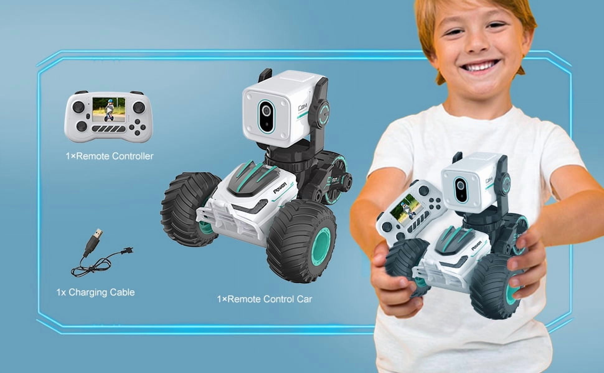 Meoldis Remote Control Car with 720P Camera - 4WD Off-Road RC Truck Toy with Real-Time Video, Voice Chat & Rubber Tires - Birthday Gift for Boys Girls (White)