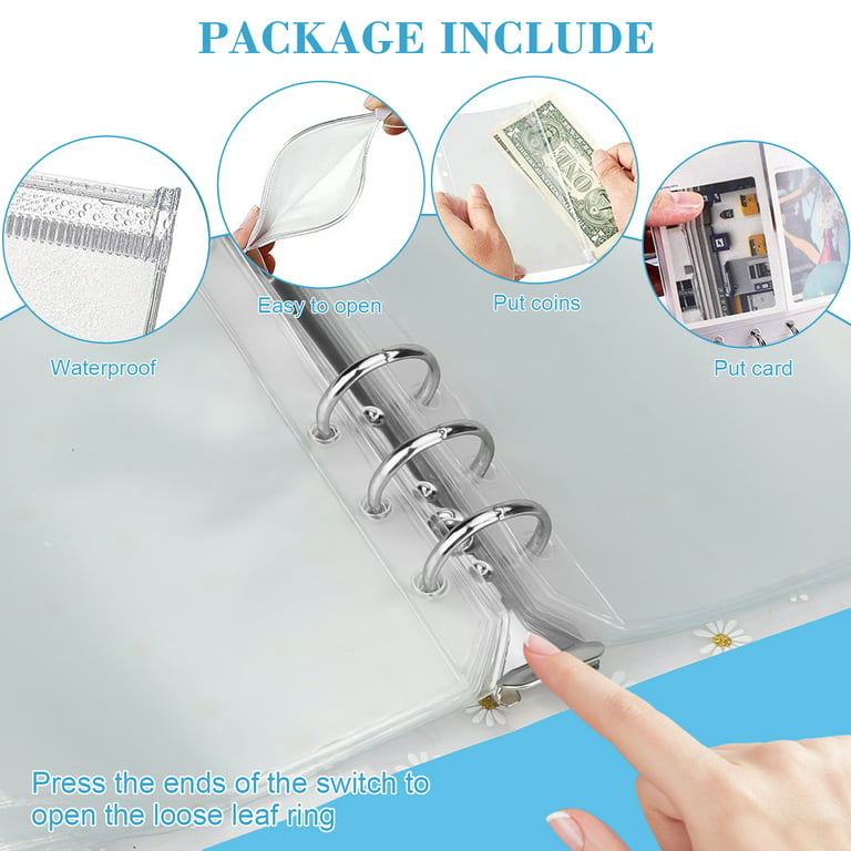 5 Pack Mini Transparent 3 Ring Binder Covers With Binder Inner Papers  Storage Bags Label Sticker Binder Pockets - AliExpress