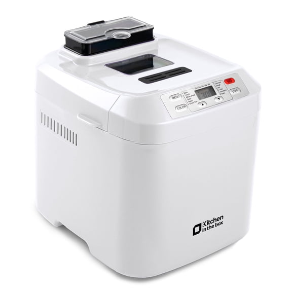 Kitchen in the Box 2lb Bread Maker with Auto Fruit Nut Dispenser, 12-in-1 Gluten-Free Bread Machine, 13H Delay Timer, Nonstick Pan, Keep Warm, White