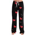 thumbnail image 2 of Women's Drawstring Valentine's Day Printed Casual Pants, Elastic Waist Lounge Pants for Women, Holiday Themed Sleepwear Pajama Pants, Comfortable Fit,Watermelon Red,S, 2 of 7