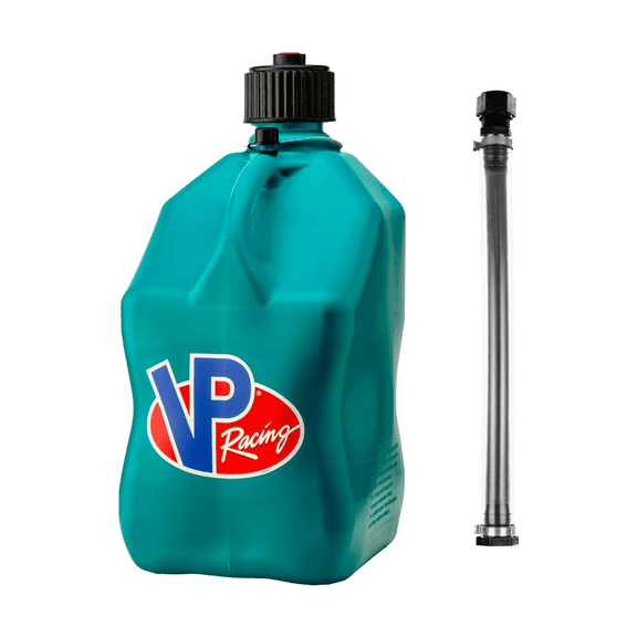 VP Racing 3622-CA, 5.5-Gallon Square Motorsport Jug Caribbean w/ 14" Standard Hose Close-Trimmed Cap and Neck for Tight Seal (1 Pack)