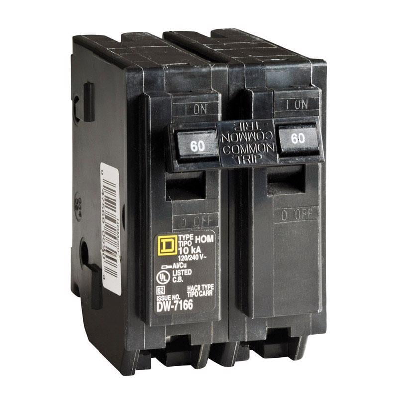 Square D HOM260CP Homeline Double Pole Circuit Breaker, 60 Amp, 2"