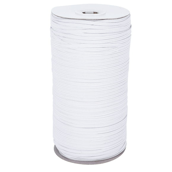White 288yd/3mm Elastic Cord for Respirator Ear Loops, Sewing Webbing, Stretchy Mask Fix Ribbon