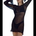 thumbnail image 2 of Vestido Mini de Punto con Mangas Largas y Espalda Descubierta para Mujer Negro L, 2 of 8
