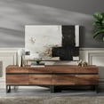 thumbnail image 3 of WAMPAT Modern 2 in 1 TV Stand, Fits Up to 75", Wood Entertainment Center with Storage Cabinets, Metal Base, Living Room Media Console, Brown, 3 of 6