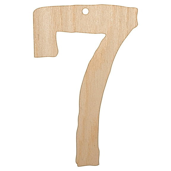 Number 7 Seven Cute Typewriter Font Wood Holiday Christmas Tree Ornament Unfinished DIY Pre-Drilled Craft