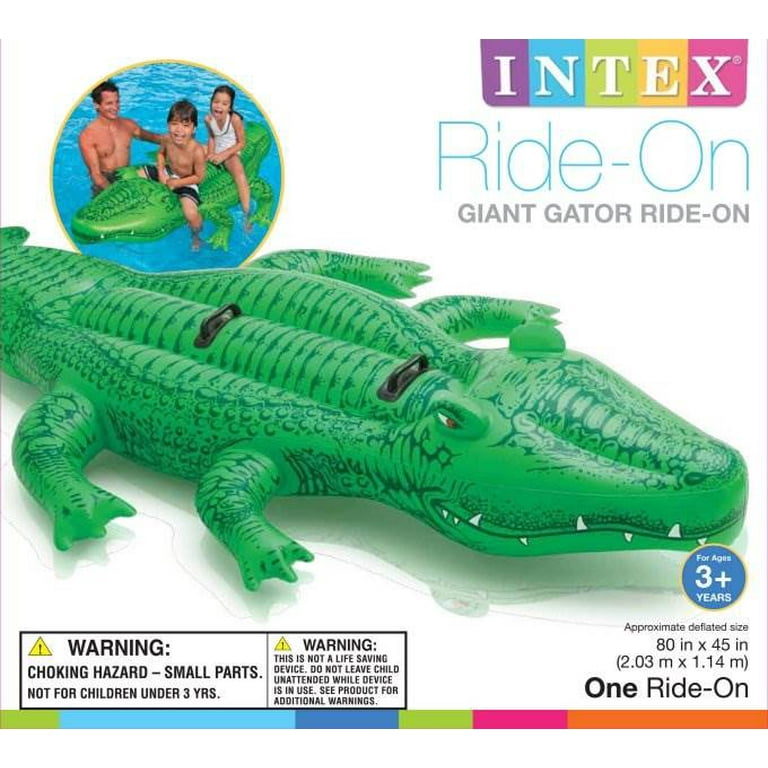 Intex Green Vinyl Inflatable Giant Gator Ride-On Pool Float 