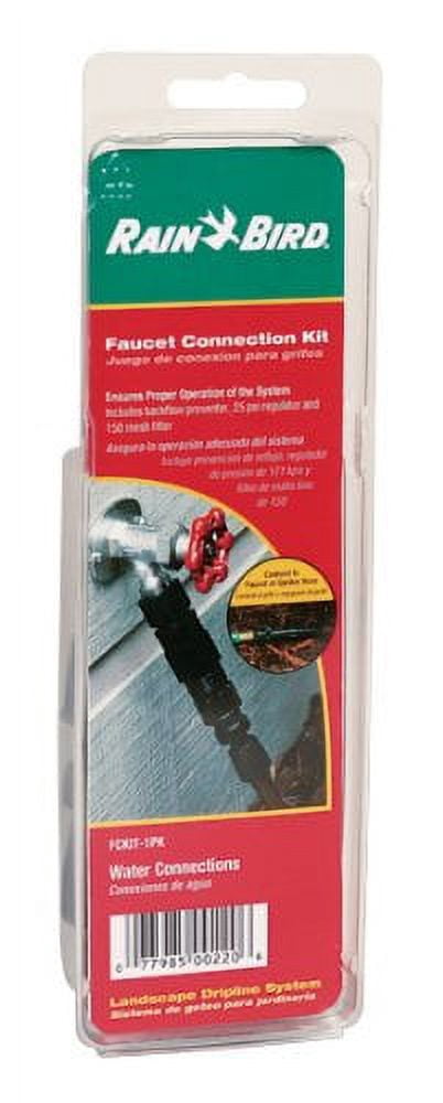 Rain Bird FCKIT-1PK Drip Irrigation Easy Fit Faucet Connection Kit for 1/2" Tubing, Includes Pressure Regulator and Filter