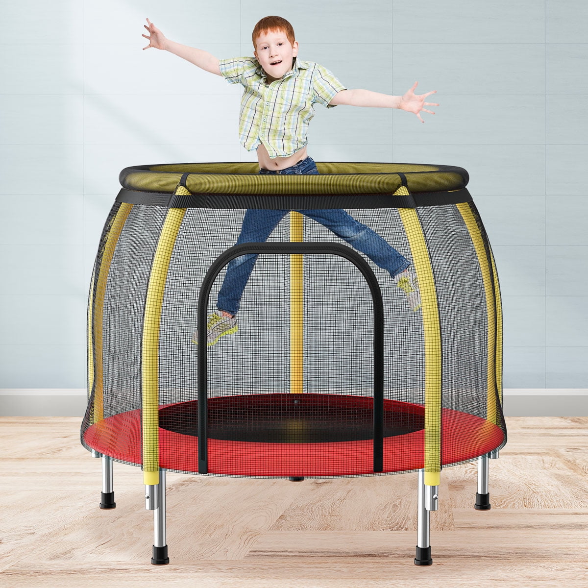 37.8" Kids Mini Trampoline with Safety Enclosure Net, Spring Pad, Zipper, Mini Trampoline for Kids Indoor/Outdoor, Max Load Bearing 441lb​