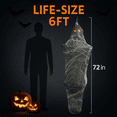 thumbnail image 5 of KINREX 72" Hanging Cocoon Corpse with LED Eyes – Scary Halloween Decoration for Indoor & Outdoor, 5 of 10